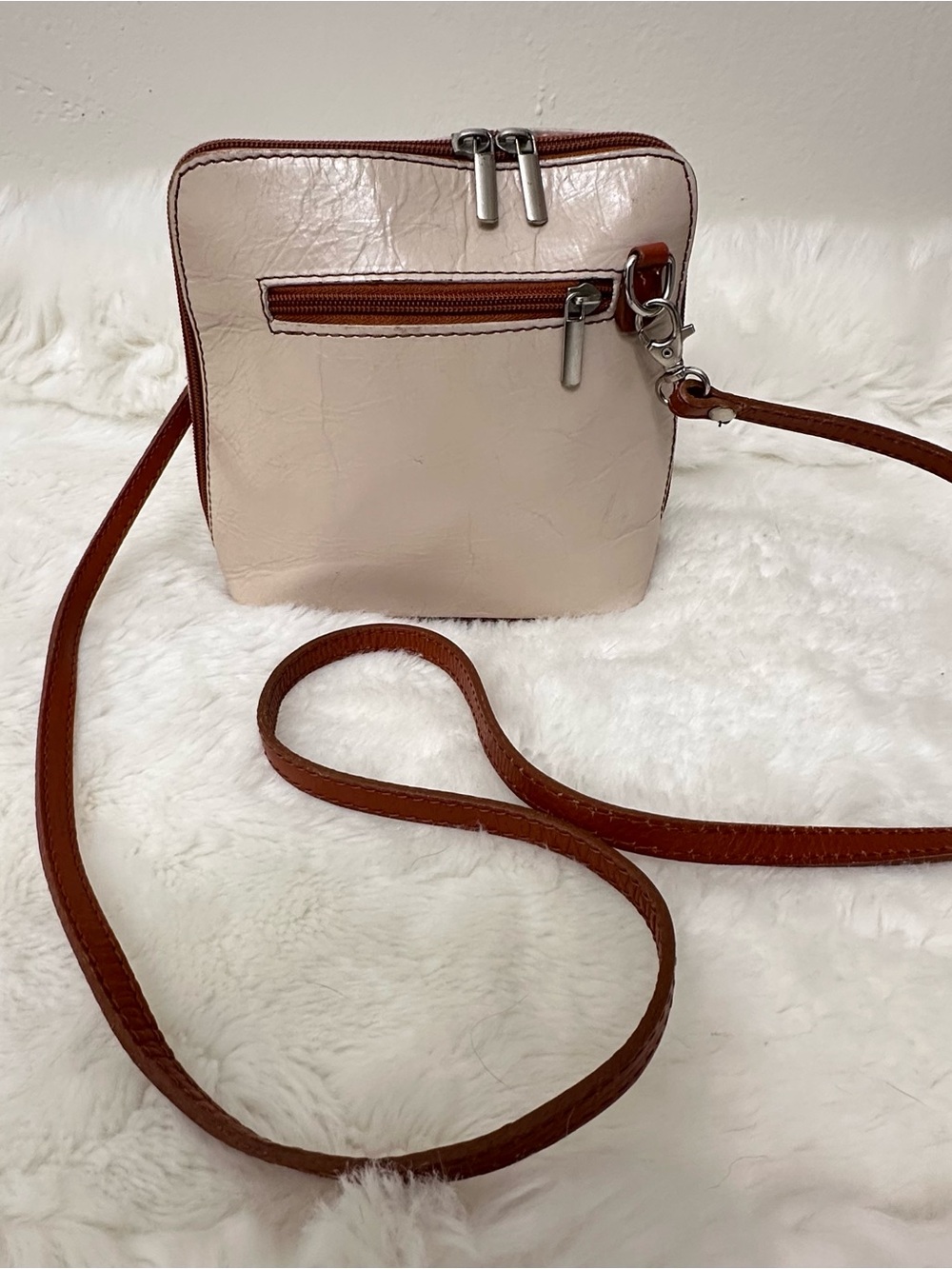 FLORENCE Italian Leather Mini Crossbody Purse Bag-Brown